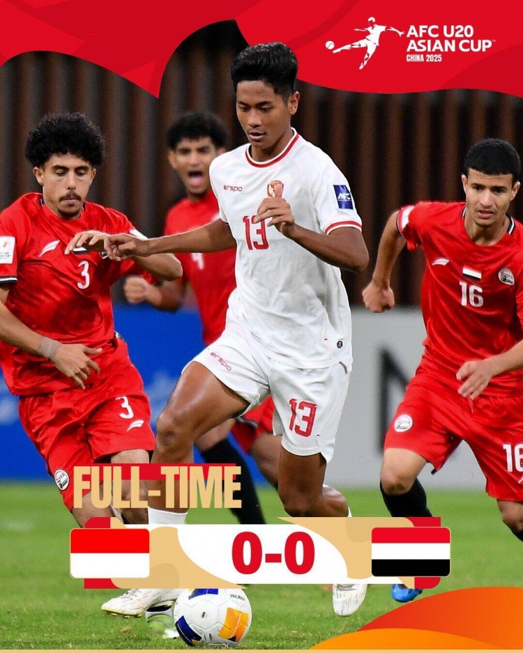  U20亞洲杯：印尼0-0戰(zhàn)平也門，兩隊(duì)分列C組第三、第四