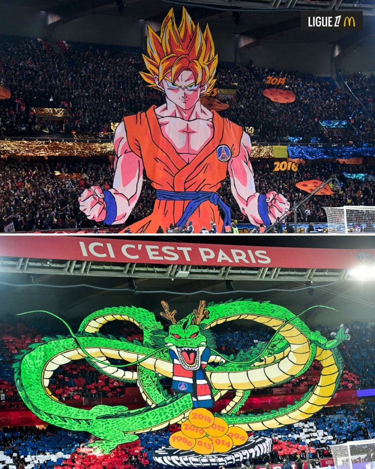  逝世一周年，法甲官推曬昔日巴黎主場龍珠TIFO：鳥山明經典永存