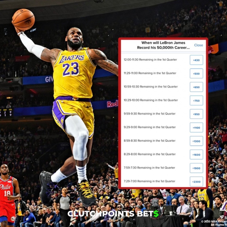  僅差1分！詹姆斯今日何時破五萬分賠率：開場30秒內(nèi)最被看好